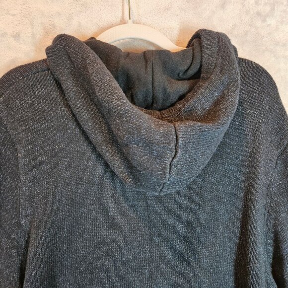 L.O.G.G. By H&M XL Dark Gray Knit Hooded Pullover Sweater double thick Pocket - Picture 10 of 14